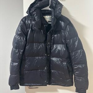 Women's M Navy Blue Padded Down Jacket - Hooded & Warm (Excellent Condition)